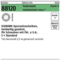 Sperrzahnscheibe r 88120 beidseitig gezahnt S30 x45 x2 Federstahl mechanisch verzinkt von SCHNORR