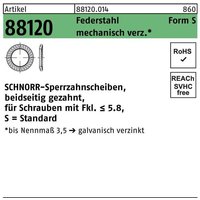 Schnorr - Sperrzahnscheibe r 88120 beidseitig gezahnt s 5 x 9 x0,6 Federstahl mechanisch verzinkt von SCHNORR