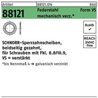 Sperrzahnscheibe r 88121 beidseitig gezahnt vs 6 x10 x1 Federstahl mechanisch verzinkt von SCHNORR