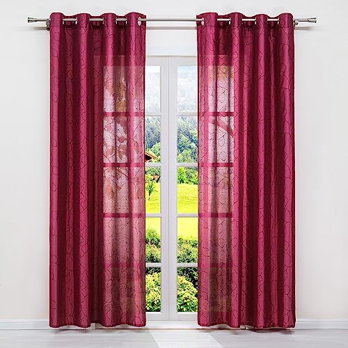 SCHOAL Bilckdicht Gardine mit Ösen Schlafzimmer Vorhang Schiebegardinen Schal Fensterschal Wohnzimmer Dekoschal Rot 1 Stück BxH 140x145cm von SCHOAL