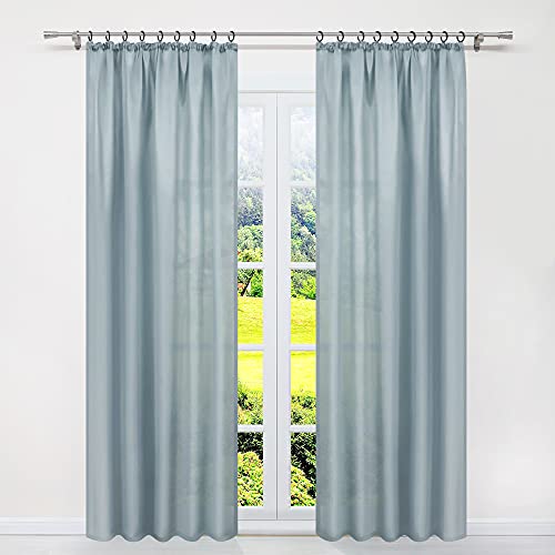 SCHOAL Gardinen Wohnzimmer mit Kräuselband Halbtransparente Vorhänge Gardinenschal Wohnzimmer Fensterschal Uni Hellgrau BxH 140x245cm 1 Stück von SCHOAL