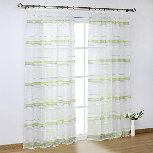 SCHOAL Gardinen mit Kräuselband 2 STÜCK Transparente Vorhänge Voile Fensterschal Modern Gardinenschal mit Wellen Muster BxH 140x175cm Grün SCHOAL Gardinen mit Kräuselband 2 STÜCK Transparente Vorhänge Voile Fensterschal Modern Gardinenschal mit Wellen Muster BxH 140x175cm Grün von SCHOAL