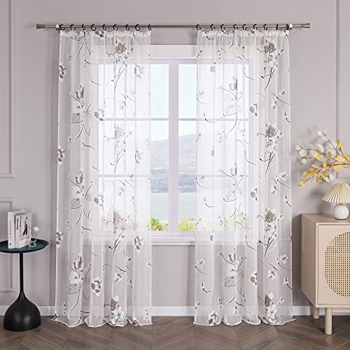 SCHOAL Gardinen mit Kräuselband Ausbrenner Transparente Vorhänge Voile im Landhausstil Gardinenschals Weiß Fensterschal Wohnzimmer 1 Stück BxH 140x225cm von SCHOAL