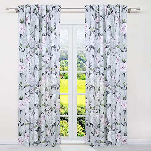 SCHOAL Gardinen mit Kräuselband Blickdichte Vorhänge Landhaus Fensterschal Wohnzimmer Gardinenschal mit Blumen Muster 1 Stück BxH 135x245cm von SCHOAL