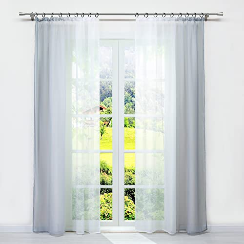 SCHOAL Gardinen mit Kräuselband Transparente Vorhänge Voile Fensterschal Modern Gardinenschal Farbverlauf 2 Stück BxH 140x175cm Grau von SCHOAL