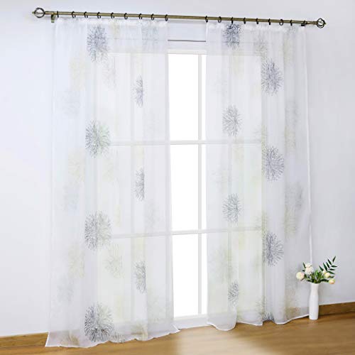 SCHOAL Gardinen mit Kräuselband Transparente Vorhänge Voile Fensterschal Modern Gardinenschal mit Kreis Muster 1 Stück BxH 140x175cm Grau von SCHOAL