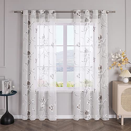 SCHOAL Gardinen mit Ösen Ausbrenner Ösenschals Transparente Vorhänge Voile im Landhausstil Gardinenschals Weiß Fensterschal Wohnzimmer 1 Stück BxH 140x245cm von SCHOAL