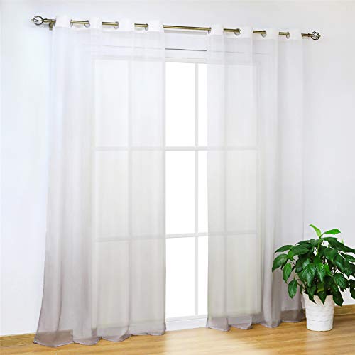 SCHOAL Gardinen mit Ösen Transparente Vorhänge Voile Fensterschal Modern Farbverlauf 1 Stück BxH 140x225cm Grau von SCHOAL