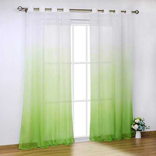 SCHOAL Gardinen mit Ösen Transparente Vorhänge Voile Fensterschal Modern Farbverlauf 1 Stück BxH 140x225cm Grün von SCHOAL