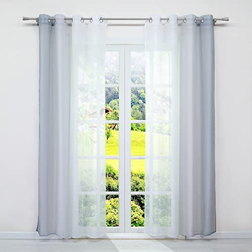 SCHOAL Gardinen mit Ösen Transparente Vorhänge Voile Gardinenschal Fensterschal Modern Farbverlauf 2 Stück BxH 140x245cm Grau von SCHOAL