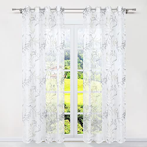 SCHOAL Gardinen mit Ösen Transparente Vorhänge Voile Ösenschal Landhaus Gardinenschal Wohnzimmer BxH 135x145cm 1 Stück Weiß von SCHOAL