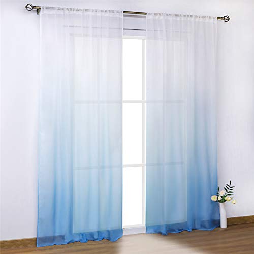 SCHOAL Gardinen mit Tunnelzug Transparente Vorhänge Voile Fensterschal Modern Farbverlauf 1 Stück BxH 140x225cm Blau von SCHOAL