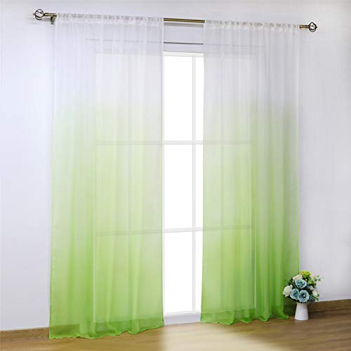SCHOAL Gardinen mit Tunnelzug Transparente Vorhänge Voile Fensterschal Modern Farbverlauf 1 Stück BxH 140x225cm Grün SCHOAL Gardinen mit Tunnelzug Transparente Vorhänge Voile Fensterschal Modern Farbverlauf 1 Stück BxH 140x225cm Grün von SCHOAL