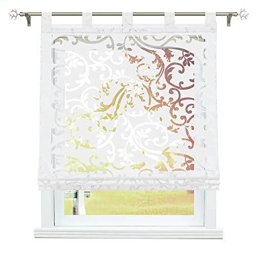 SCHOAL Raffrollo Ausbrenner Transparente Raffgardine mit Schlaufen Schlaufenrollo Gardinen Modern 1 Stück BxH 120x150cm Weiß SCHOAL Raffrollo Ausbrenner Transparente Raffgardine mit Schlaufen Schlaufenrollo Gardinen Modern 1 Stück BxH 120x150cm Weiß von SCHOAL