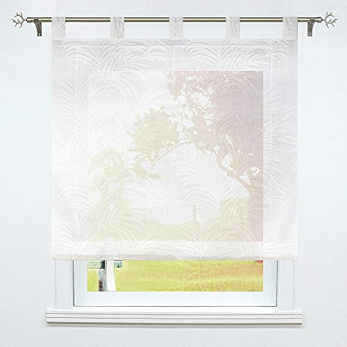 SCHOAL Raffrollo Ausbrenner Transparente Raffgardine mit Schlaufen Schlaufenrollo Weiß Gardinen Modern 1 Stück BxH 140x150cm Muster #2 SCHOAL Raffrollo Ausbrenner Transparente Raffgardine mit Schlaufen Schlaufenrollo Weiß Gardinen Modern 1 Stück BxH 140x150cm Muster #2 von SCHOAL