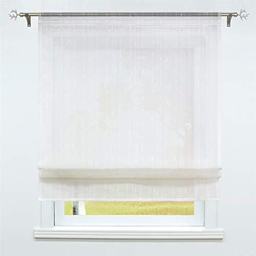 SCHOAL Raffrollo Küche Raffgardine mit Tunnelzug Bändchenrollo Weiß Leinen Gardinen Modern Vorhänge BxH 100x155cm 1 Stück SCHOAL Raffrollo Küche Raffgardine mit Tunnelzug Bändchenrollo Weiß Leinen Gardinen Modern Vorhänge BxH 100x155cm 1 Stück von SCHOAL