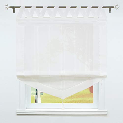 SCHOAL Raffrollo mit Schlaufen Gardinen Küche Landhaus Raffgardinen Leinen Schlaufenrollo Halbtransparent Vorhang 1 Stück BxH 100x140cm Weiß SCHOAL Raffrollo mit Schlaufen Gardinen Küche Landhaus Raffgardinen Leinen Schlaufenrollo Halbtransparent Vorhang 1 Stück BxH 100x140cm Weiß von SCHOAL