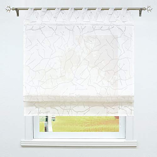 SCHOAL Raffrollo mit Schlaufen Halbtransparente Raffgardine Ausbrenner Schlaufenrollo Gardinen Weiß 1 Stück BxH 100x140cm Muster #2 SCHOAL Raffrollo mit Schlaufen Halbtransparente Raffgardine Ausbrenner Schlaufenrollo Gardinen Weiß 1 Stück BxH 100x140cm Muster #2 von SCHOAL