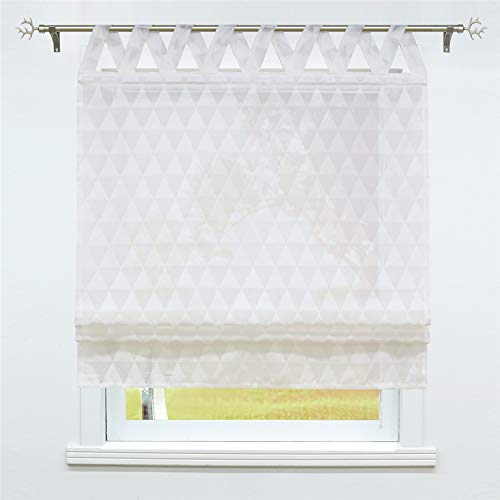 SCHOAL Raffrollo mit Schlaufen Halbtransparente Raffgardine Landhaus Schlaufenrollo Gardinen Leinen Dreiecke Muster 1 Stück BxH 80x140cm Weiß SCHOAL Raffrollo mit Schlaufen Halbtransparente Raffgardine Landhaus Schlaufenrollo Gardinen Leinen Dreiecke Muster 1 Stück BxH 80x140cm Weiß von SCHOAL