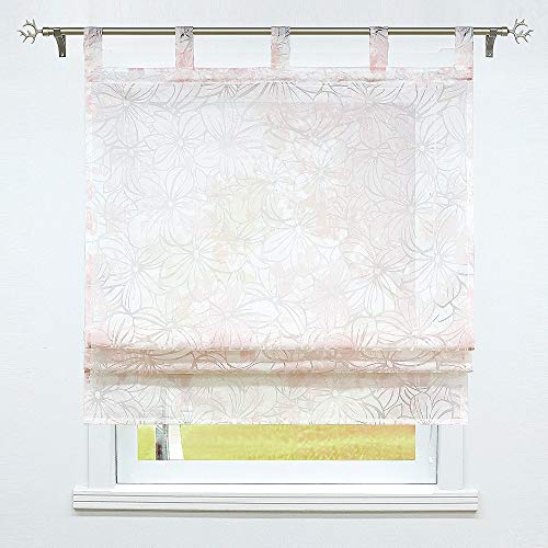 SCHOAL Raffrollo mit Schlaufen Raffgardine Ausbrenner Transparente Schlaufenrollo Weiß Gardinen Modern Ausbrenner 1 Stück BxH 45x140cm Muster #2 von SCHOAL