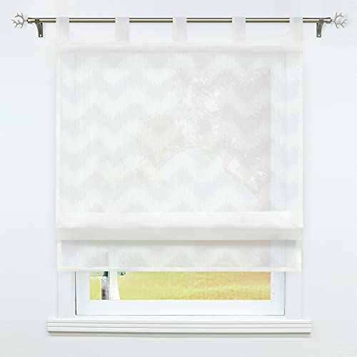 SCHOAL Raffrollo mit Schlaufen Raffgardine Landhaus Küche Gardinen Leinen Schlaufenrollo Wohnzimmer Vorhänge mit Wellen Muster Weiß BxH 140x140cm 1 Stück SCHOAL Raffrollo mit Schlaufen Raffgardine Landhaus Küche Gardinen Leinen Schlaufenrollo Wohnzimmer Vorhänge mit Wellen Muster Weiß BxH 140x140cm 1 Stück von SCHOAL