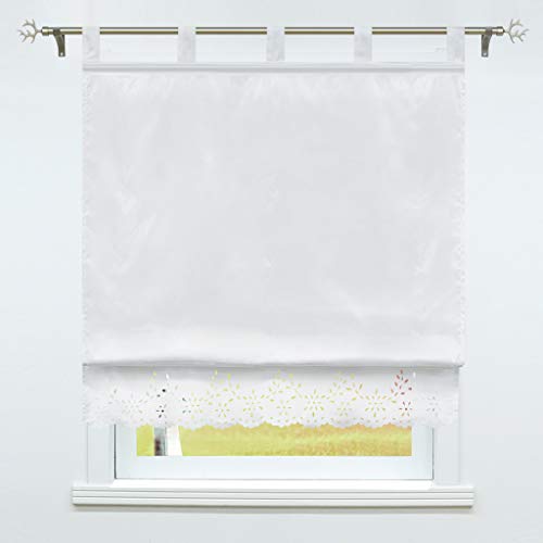 SCHOAL Raffrollo mit Schlaufen Raffgardine Modern Schlaufenrollo Gardinen Bändchenrollo Halbtransparent 1 Stück BxH 120x150cm Weiß SCHOAL Raffrollo mit Schlaufen Raffgardine Modern Schlaufenrollo Gardinen Bändchenrollo Halbtransparent 1 Stück BxH 120x150cm Weiß von SCHOAL
