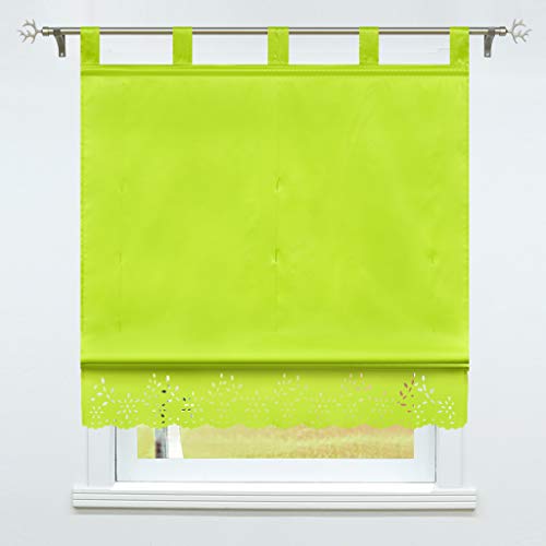 SCHOAL Raffrollo mit Schlaufen Raffgardine Modern Schlaufenrollo Gardinen Bändchenrollo Halbtransparent 1 Stück BxH 140x150cm Grün von SCHOAL