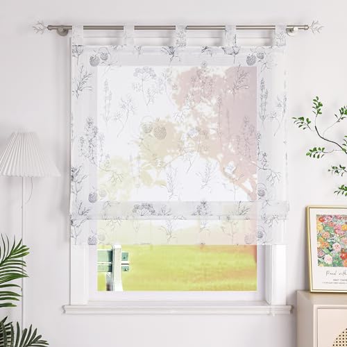 SCHOAL Raffrollo mit Schlaufen Transparent Raffgardine Vorhang mit Druck Fenster Gardine Modern Rollo 1 Stück BxH 140x140 cm Grau SCHOAL Raffrollo mit Schlaufen Transparent Raffgardine Vorhang mit Druck Fenster Gardine Modern Rollo 1 Stück BxH 140x140 cm Grau von SCHOAL