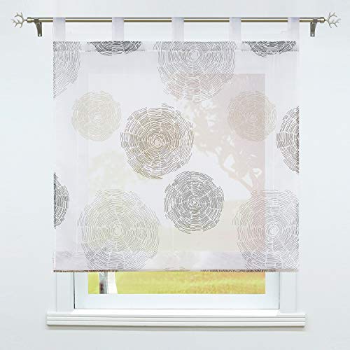 SCHOAL Raffrollo mit Schlaufen Transparente Raffgardine Voile Schlaufenrollo Modern Bändchenrollo 1 Stück BxH 120x150cm Braun von SCHOAL