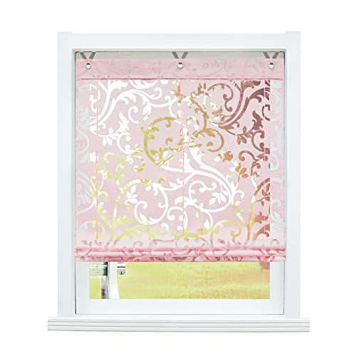 SCHOAL Raffrollo ohne Bohren Raffgardinen Ausbrenner Gardinen Transparent Ösenrollo Vorhänge mit Ösen 1 Stück BxH 100x130 cm Rosa SCHOAL Raffrollo ohne Bohren Raffgardinen Ausbrenner Gardinen Transparent Ösenrollo Vorhänge mit Ösen 1 Stück BxH 100x130 cm Rosa von SCHOAL