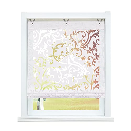 SCHOAL Raffrollo ohne Bohren Raffgardinen Ausbrenner Gardinen Transparent Ösenrollo Vorhänge mit Ösen 1 Stück BxH 80x130 cm Weiß SCHOAL Raffrollo ohne Bohren Raffgardinen Ausbrenner Gardinen Transparent Ösenrollo Vorhänge mit Ösen 1 Stück BxH 80x130 cm Weiß von SCHOAL