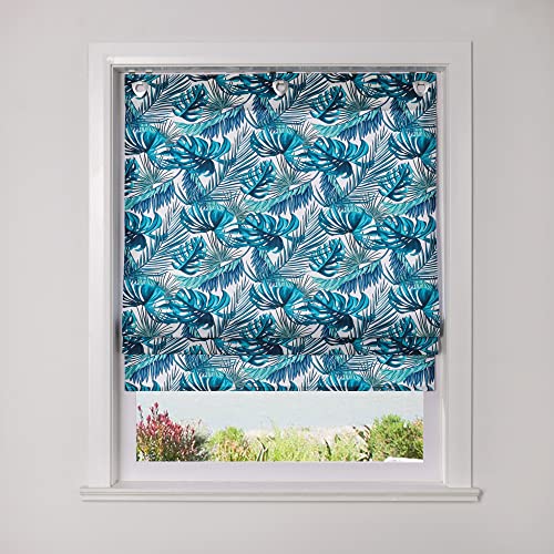 SCHOAL Raffrollo ohne Bohren Raffgardinen mit Ösen Gardinen Landhaus Ösenrollo Vorhänge Blickdicht BxH 100x140cm 1 Stück Muster #1 von SCHOAL