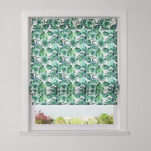 SCHOAL Raffrollo ohne Bohren Raffgardinen mit Ösen Gardinen Landhaus Ösenrollo Vorhänge Blickdicht BxH 100x140cm 1 Stück Muster #2 SCHOAL Raffrollo ohne Bohren Raffgardinen mit Ösen Gardinen Landhaus Ösenrollo Vorhänge Blickdicht BxH 100x140cm 1 Stück Muster #2 von SCHOAL