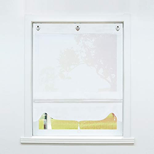 SCHOAL Raffrollo ohne Bohren Raffgardinen mit Ösen Gardinen Landhaus Ösenrollo Vorhänge Leinen Transparent BxH 60x140cm 1 Stück Weiß SCHOAL Raffrollo ohne Bohren Raffgardinen mit Ösen Gardinen Landhaus Ösenrollo Vorhänge Leinen Transparent BxH 60x140cm 1 Stück Weiß von SCHOAL