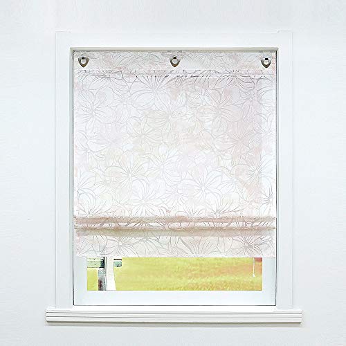 SCHOAL Raffrollo ohne Bohren Raffgardinen mit Ösen Gardinen Transparent Ösenrollo Ausbrenner Vorhänge 1 Stück BxH 60x140 cm Muster #2 von SCHOAL