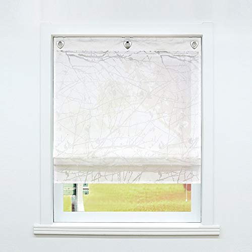 SCHOAL Raffrollo ohne Bohren Raffgardinen mit Ösen Gardinen Transparent Ösenrollo Ausbrenner Vorhänge 1 Stück BxH 80x140 cm Weiß SCHOAL Raffrollo ohne Bohren Raffgardinen mit Ösen Gardinen Transparent Ösenrollo Ausbrenner Vorhänge 1 Stück BxH 80x140 cm Weiß von SCHOAL