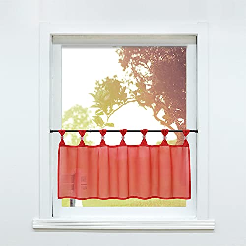 SCHOAL Scheibengardine Voile Bistrogardinen mit Schlaufen Küche Gardinen Transparent Stores Vorhänge Kurzgardine Uni Rot 1 Stück HxB 30x120cm SCHOAL Scheibengardine Voile Bistrogardinen mit Schlaufen Küche Gardinen Transparent Stores Vorhänge Kurzgardine Uni Rot 1 Stück HxB 30x120cm von SCHOAL
