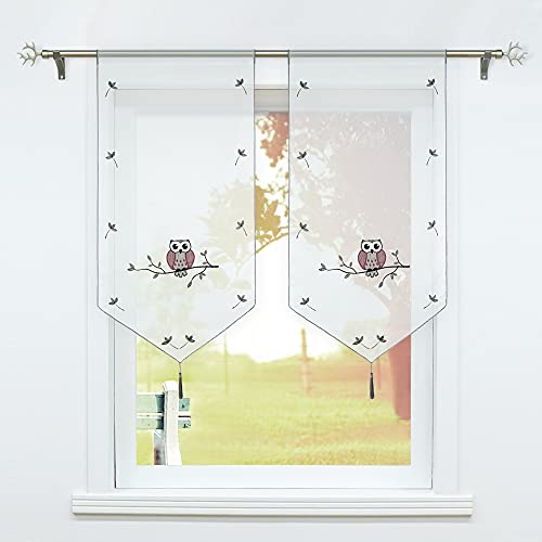 SCHOAL Scheibengardine mit Eulenmotiven Bistrogardine Voile Gardinen Küche Rollos Transparent Panneaux BxH 80x160cm 1 Stück Grau SCHOAL Scheibengardine mit Eulenmotiven Bistrogardine Voile Gardinen Küche Rollos Transparent Panneaux BxH 80x160cm 1 Stück Grau von SCHOAL