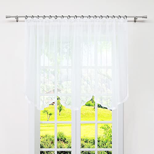 SCHOAL Scheibengardine mit Kräuselband Gardinen Küche Voile Bistrogardinen Transparent Bogenstore Vorhänge mit Satinband 1 Stück BxH 400x120cm Weiß von SCHOAL