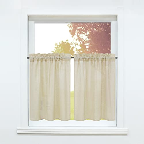 SCHOAL Scheibengardine mit Tunnelzug/Kräuselband 2 Stück Gardinen Küche 2er Set Bistrogardinen Leinen Stores Fenstergardine Uni Beige BxH 66x61cm x2 SCHOAL Scheibengardine mit Tunnelzug/Kräuselband 2 Stück Gardinen Küche 2er Set Bistrogardinen Leinen Stores Fenstergardine Uni Beige BxH 66x61cm x2 von SCHOAL
