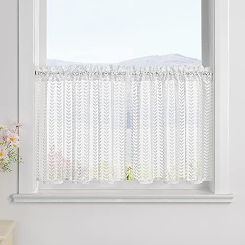 SCHOAL Scheibengardine mit Tunnelzug/Kräuselband 2 Stück Gardinen Küche 2er Set Bistrogardinen Stores Fenstergardine Landhaus Jacquard Weiß HxB 60x145cm x2 SCHOAL Scheibengardine mit Tunnelzug/Kräuselband 2 Stück Gardinen Küche 2er Set Bistrogardinen Stores Fenstergardine Landhaus Jacquard Weiß HxB 60x145cm x2 von SCHOAL