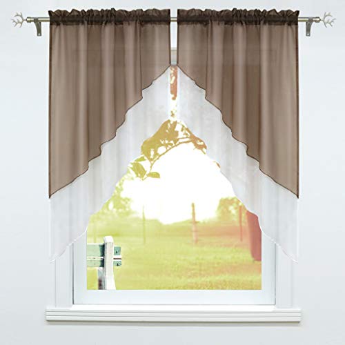 SCHOAL Scheibengardine mit Tunnelzug 2 Stück Kleinfenster Gardinen Küche Set Bistrogardinen Voile Stores Fenstergardine Modern Braun BxH 80x80cm SCHOAL Scheibengardine mit Tunnelzug 2 Stück Kleinfenster Gardinen Küche Set Bistrogardinen Voile Stores Fenstergardine Modern Braun BxH 80x80cm von SCHOAL