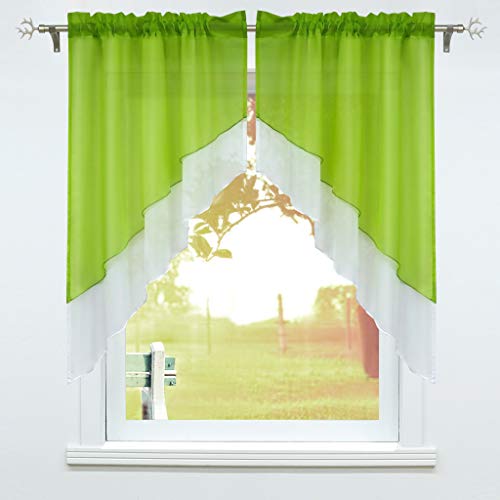 SCHOAL Scheibengardine mit Tunnelzug 2 Stück Kleinfenster Gardinen Küche Set Bistrogardinen Voile Stores Fenstergardine Modern Grün BxH 120x125cm SCHOAL Scheibengardine mit Tunnelzug 2 Stück Kleinfenster Gardinen Küche Set Bistrogardinen Voile Stores Fenstergardine Modern Grün BxH 120x125cm von SCHOAL