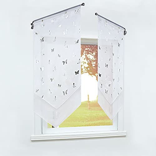 SCHOAL Scheibengardine mit Tunnelzug Bistrogardine Küche Rollos Voile Transparent Panneaux Schmetterling Muster HxB 120x60cm 1 Stück SCHOAL Scheibengardine mit Tunnelzug Bistrogardine Küche Rollos Voile Transparent Panneaux Schmetterling Muster HxB 120x60cm 1 Stück von SCHOAL