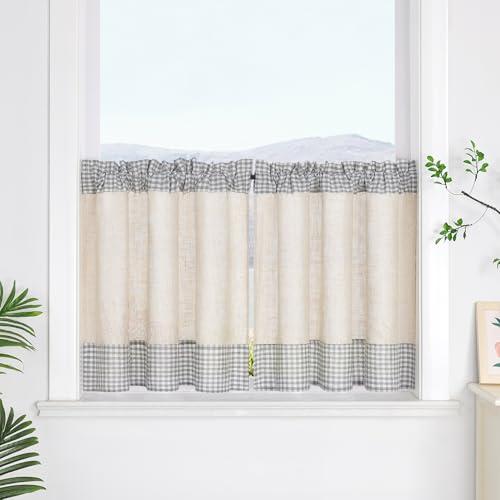 SCHOAL Scheibengardine mit Tunnelzug Leinenoptik Fenstergardine mit Karo Landhaus Kleinfenster Gardine Kariert 1 Stück HxB 60x120 cm Grau SCHOAL Scheibengardine mit Tunnelzug Leinenoptik Fenstergardine mit Karo Landhaus Kleinfenster Gardine Kariert 1 Stück HxB 60x120 cm Grau von SCHOAL