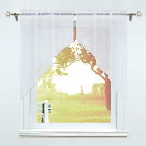 SCHOAL Scheibengardinen Küche Bistrogardinen Voile 2 Stück Kurzgardinen Set Kleinfenster Gardinen mit Kräuselband/Tunnelzug Weiß BxH 71x91cm SCHOAL Scheibengardinen Küche Bistrogardinen Voile 2 Stück Kurzgardinen Set Kleinfenster Gardinen mit Kräuselband/Tunnelzug Weiß BxH 71x91cm von SCHOAL