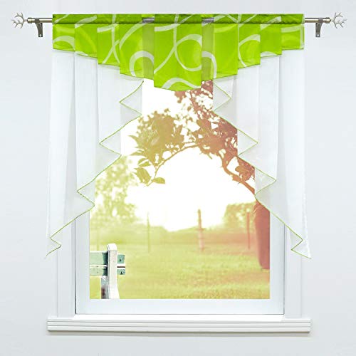 SCHOAL Scheibengardinen Küche Bistrogardinen Voile Transparente Kurzgardinen Kleinfenster Gardinen mit Kräuselband/Tunnelzug 1 Stück BxH 120x125cm Grün SCHOAL Scheibengardinen Küche Bistrogardinen Voile Transparente Kurzgardinen Kleinfenster Gardinen mit Kräuselband/Tunnelzug 1 Stück BxH 120x125cm Grün von SCHOAL