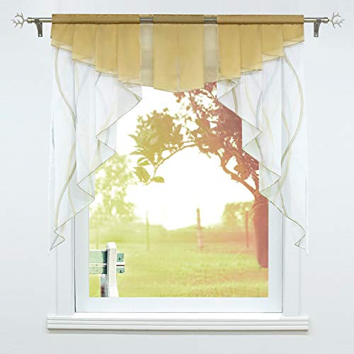 SCHOAL Scheibengardinen Küche Transparente Bistrogardinen Voile Kurzgardinen Kleinfenster Gardinen mit Tunnelzug 1 Stück BxH 120x145cm Sand SCHOAL Scheibengardinen Küche Transparente Bistrogardinen Voile Kurzgardinen Kleinfenster Gardinen mit Tunnelzug 1 Stück BxH 120x145cm Sand von SCHOAL