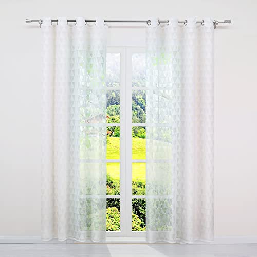 SCHOAL Transparente Gardinen mit Kräuselband Leinen Vorhang Ausbrenner Set Ösenschals Wohnzimmer Landhaus 2 Stück BxH 140x145cm Weiß von SCHOAL