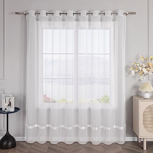 SCHOAL Uni Gardine mit Ösen Transparente Vorhang Weiß Stores Voile Gardine Schal Fensterschal Wohnzimmer Dekoschal mit Satinband 1 Stück BxH 300x170cm Weiß SCHOAL Uni Gardine mit Ösen Transparente Vorhang Weiß Stores Voile Gardine Schal Fensterschal Wohnzimmer Dekoschal mit Satinband 1 Stück BxH 300x170cm Weiß von SCHOAL